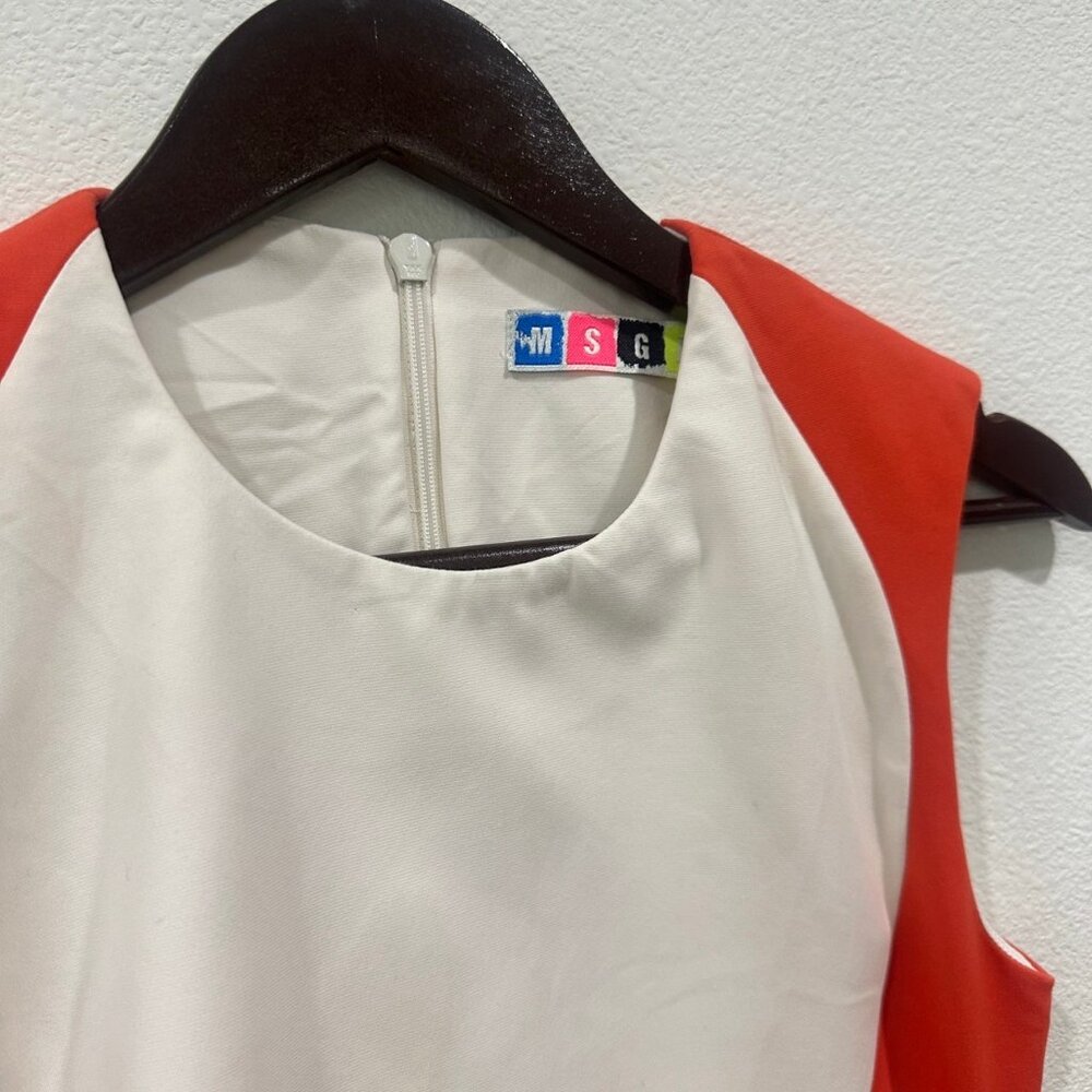MSGM White and Orange Dress with Back Cut-Out – Slimming Silhouette